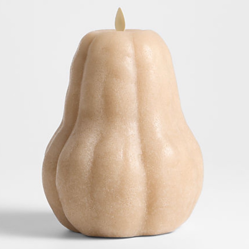 New! Crate&Barrel Flicker Flameless Natural Gourd LED Candle